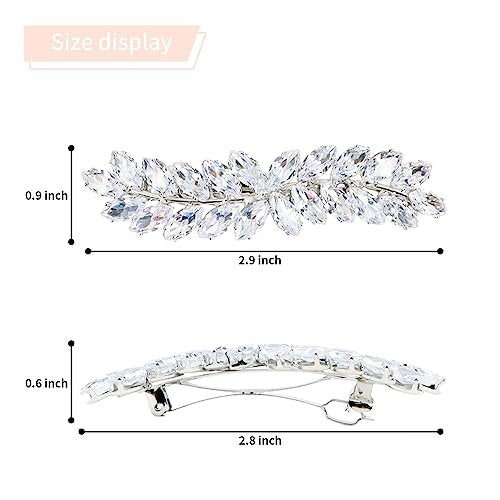 WHAVEL 2PCS Rhinestone Hair Clips - Crystal Leaf Vintage Bridal Barrettes for Weddings, Brides, and Bridesmaids (Gold, Silver) - görsel 12