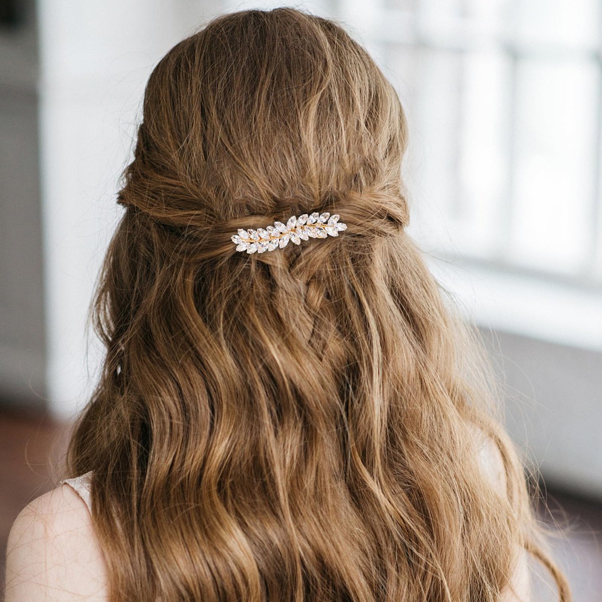 WHAVEL 2PCS Rhinestone Hair Clips - Crystal Leaf Vintage Bridal Barrettes for Weddings, Brides, and Bridesmaids (Gold, Silver) - görsel 13