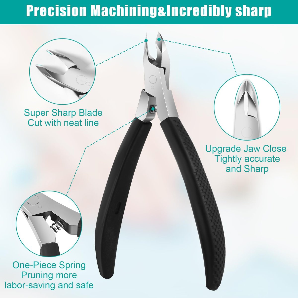 Diesisa Cuticle Trimmer - 4mm Jaw Extremely Sharp Cuticle Clippers for Nails with Silicone Handle, Non-Slip Professional Steel Cuticle Cutter, Dead Skin Remover Stainless Cuticle Remover Tool - görsel 3