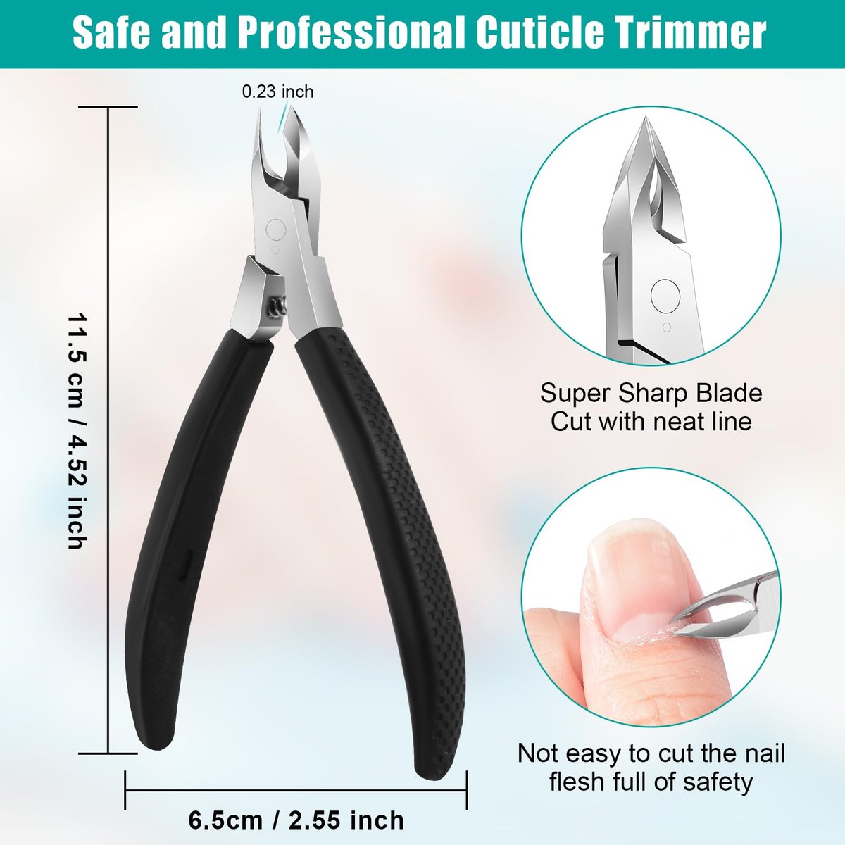Diesisa Cuticle Trimmer - 4mm Jaw Extremely Sharp Cuticle Clippers for Nails with Silicone Handle, Non-Slip Professional Steel Cuticle Cutter, Dead Skin Remover Stainless Cuticle Remover Tool - görsel 11