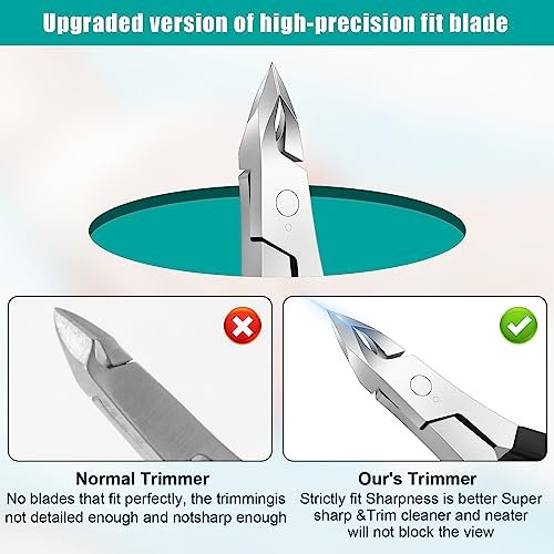 Diesisa Cuticle Trimmer - 4mm Jaw Extremely Sharp Cuticle Clippers for Nails with Silicone Handle, Non-Slip Professional Steel Cuticle Cutter, Dead Skin Remover Stainless Cuticle Remover Tool - görsel 10