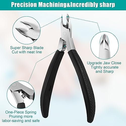 Diesisa Cuticle Trimmer - 4mm Jaw Extremely Sharp Cuticle Clippers for Nails with Silicone Handle, Non-Slip Professional Steel Cuticle Cutter, Dead Skin Remover Stainless Cuticle Remover Tool - görsel 4