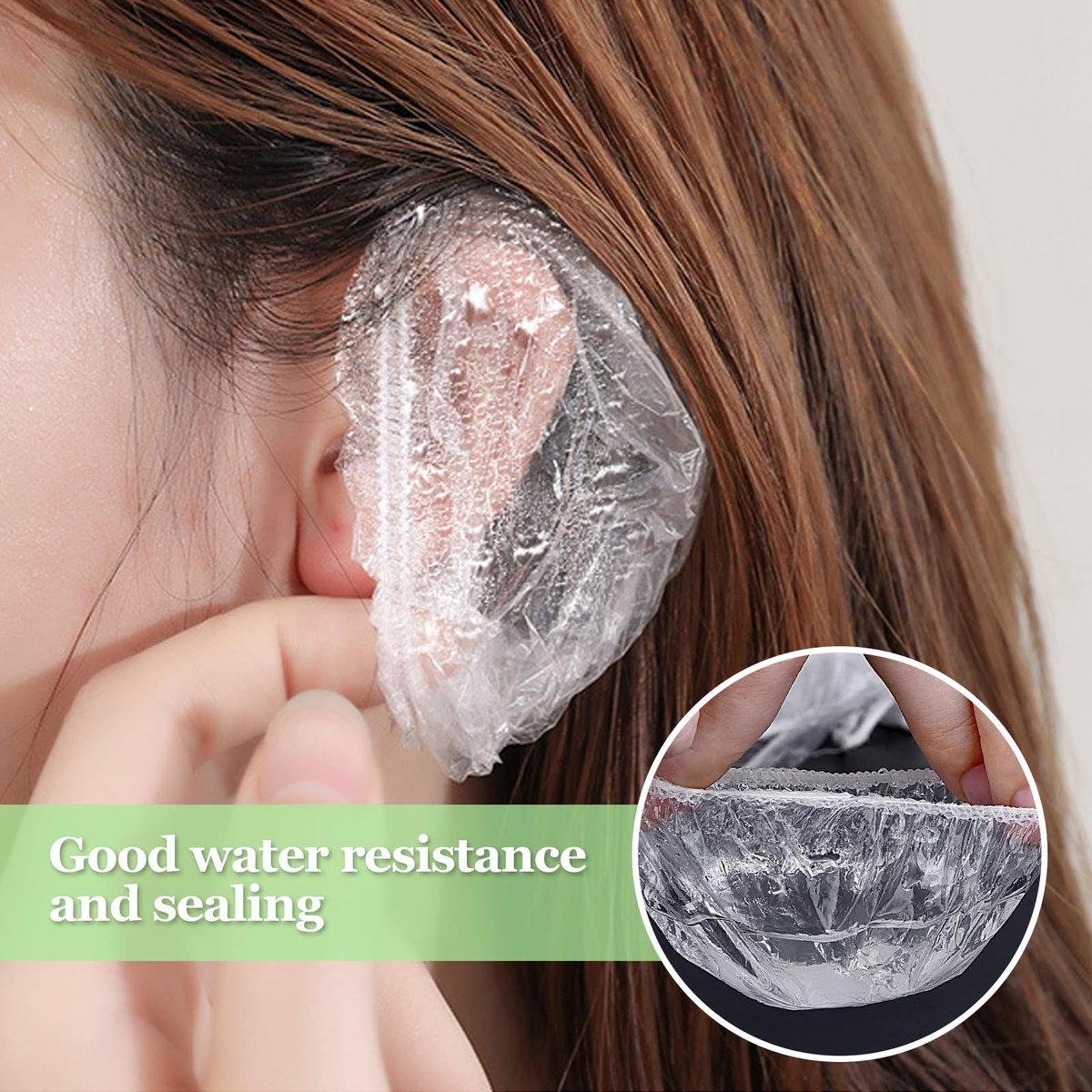 200 Pcs Clear Disposable Ear Protectors – Waterproof Ear Covers for Bathing, Hair Coloring & Beauty Treatments - görsel 5
