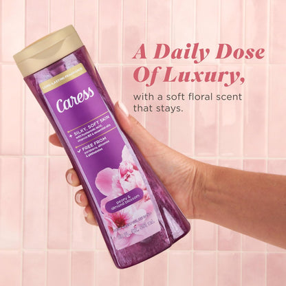 Caress Peony & Almond Blossom Body Wash with Hyaluronic Acid & Vitamin B3, 20 fl oz (4 Pack) – Silky Soft, Moisturized Skin with Long-Lasting Floral Fragrance Avelisse