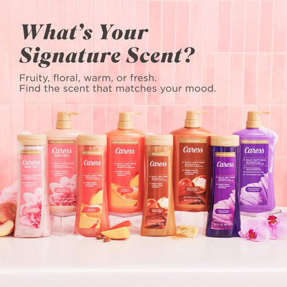 Caress Black Orchid & Patchouli Oil Body Wash with Hyaluronic Acid & Vitamin B3 – 4 Pack, 20 fl oz Each – Moisturizing Body Wash for Silky Soft Skin & Long-Lasting Exotic Fragrance