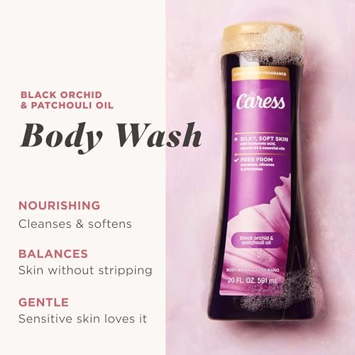Caress Black Orchid & Patchouli Oil Body Wash with Hyaluronic Acid & Vitamin B3 – 4 Pack, 20 fl oz Each – Moisturizing Body Wash for Silky Soft Skin & Long-Lasting Exotic Fragrance - görsel 4