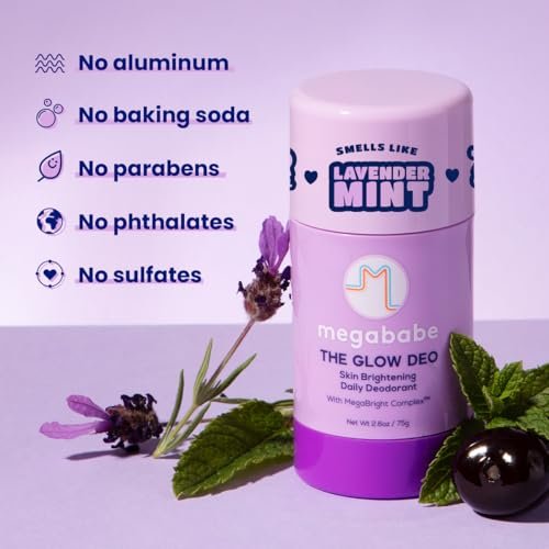 Megababe Daily Deodorant - The Glow Deo with 72 Hour Odor Protection, Aluminum-Free, All Natural, MegaBright Complex Brightens Skin, 2.6 oz Avelisse