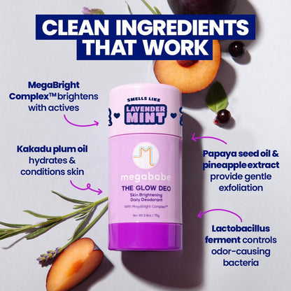 Megababe Daily Deodorant - The Glow Deo with 72 Hour Odor Protection, Aluminum-Free, All Natural, MegaBright Complex Brightens Skin, 2.6 oz Avelisse