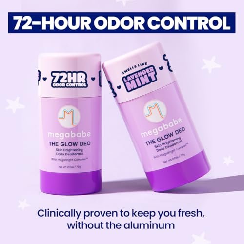 Megababe Daily Deodorant - The Glow Deo with 72 Hour Odor Protection, Aluminum-Free, All Natural, MegaBright Complex Brightens Skin, 2.6 oz Avelisse