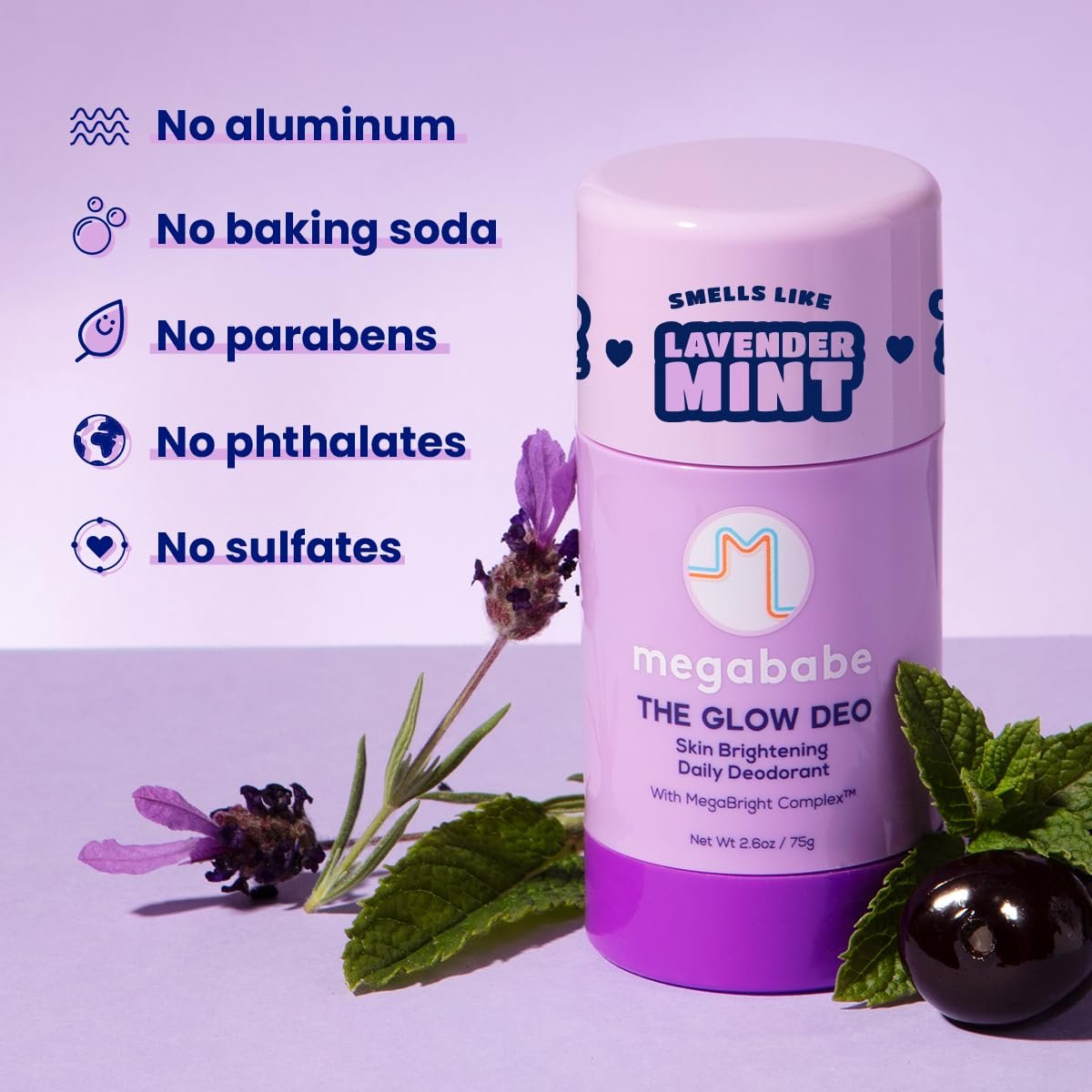Megababe Daily Deodorant - The Glow Deo with 72 Hour Odor Protection, Aluminum-Free, All Natural, MegaBright Complex Brightens Skin, 2.6 oz Avelisse