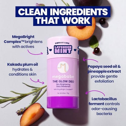 Megababe Daily Deodorant - The Glow Deo with 72 Hour Odor Protection, Aluminum-Free, All Natural, MegaBright Complex Brightens Skin, 2.6 oz Avelisse