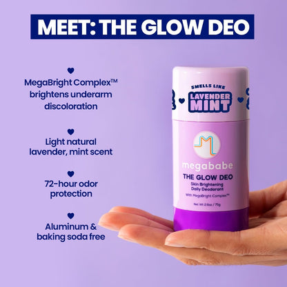 Megababe Daily Deodorant - The Glow Deo with 72 Hour Odor Protection, Aluminum-Free, All Natural, MegaBright Complex Brightens Skin, 2.6 oz Avelisse