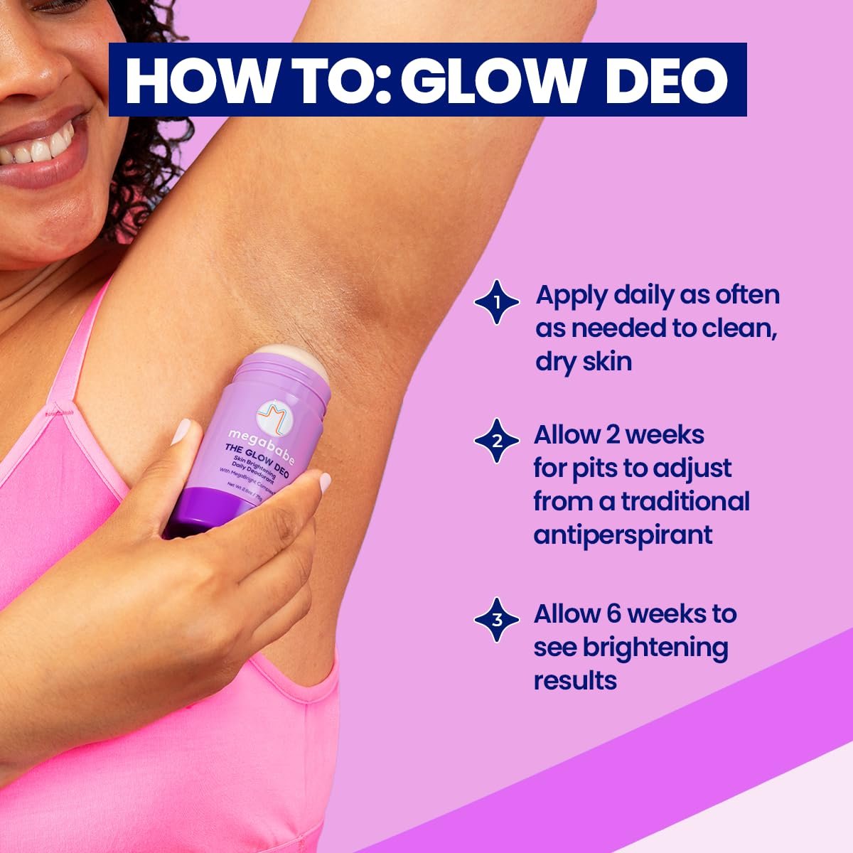 Megababe Daily Deodorant - The Glow Deo with 72 Hour Odor Protection, Aluminum-Free, All Natural, MegaBright Complex Brightens Skin, 2.6 oz Avelisse
