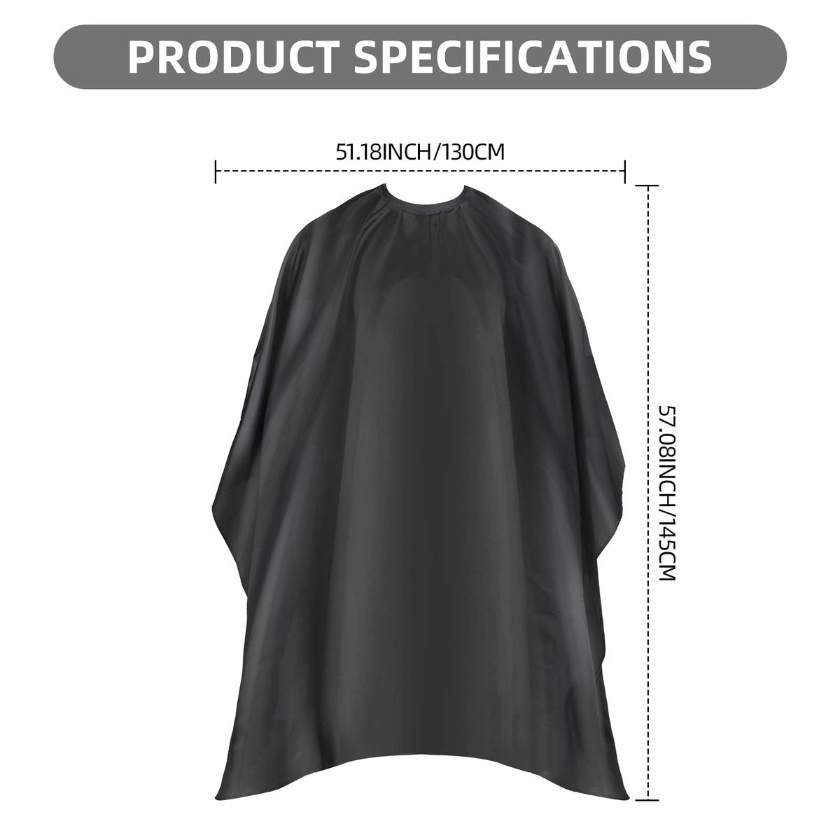 Omvoina Professional Hair Cutting Cape – Waterproof Nylon Salon Cape with Adjustable Snap Closure (57" x 51", Black) - görsel 3