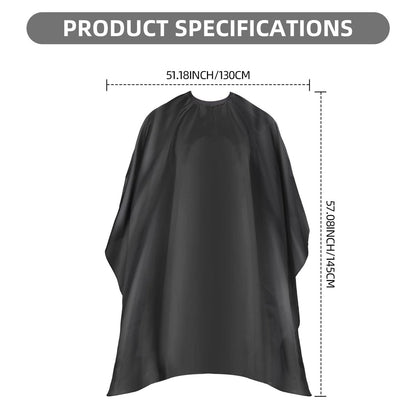 Omvoina Professional Hair Cutting Cape – Waterproof Nylon Salon Cape with Adjustable Snap Closure (57" x 51", Black)