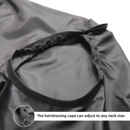 Omvoina Professional Hair Cutting Cape – Waterproof Nylon Salon Cape with Adjustable Snap Closure (57" x 51", Black)