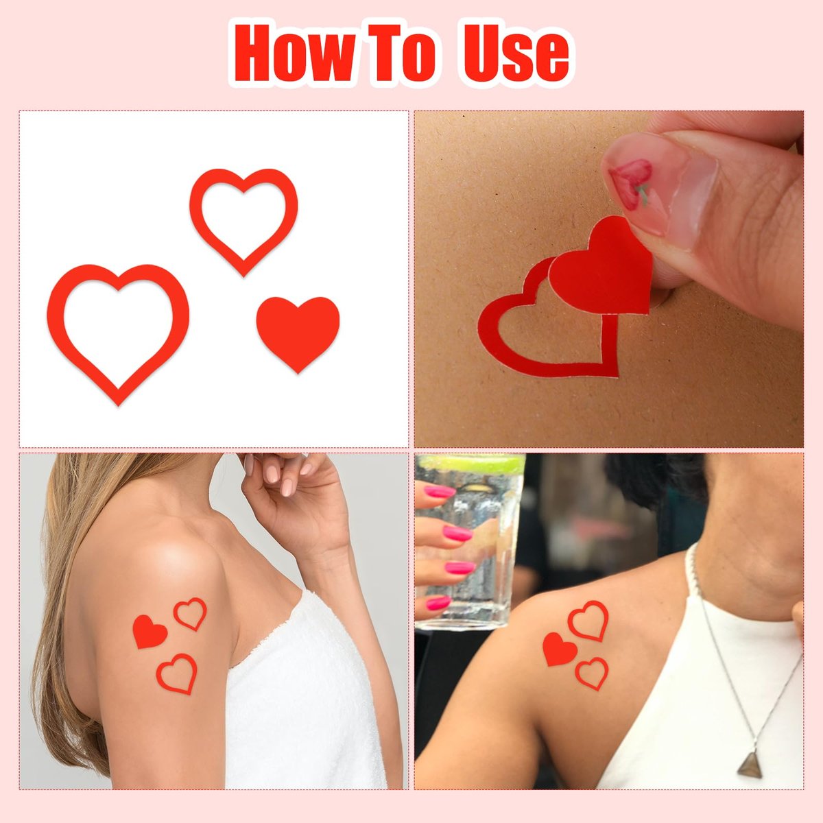 TOYMIS 500PCS Red Heart Shaped Tanning Stickers - Paper Heart Stickers for Outdoor Use, Fade Resistant Avelisse