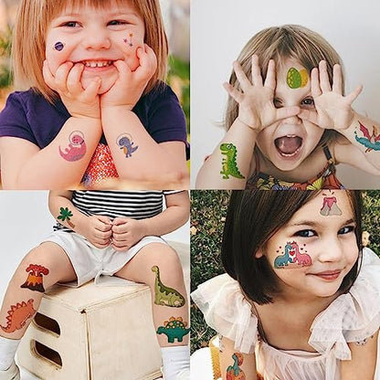 CHARLENT 110 Glitter Styles Dinosaur Temporary Tattoos for Kids - 14 Sheets Dino Tattoos for Boys Girls, Dinosaur Birthday Party Favors & Goodie Bag Fillers