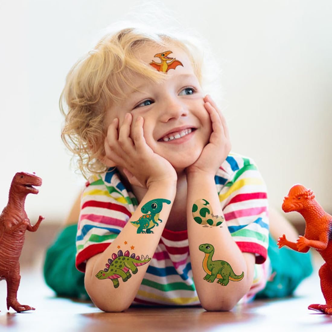 CHARLENT 110 Glitter Styles Dinosaur Temporary Tattoos for Kids - 14 Sheets Dino Tattoos for Boys Girls, Dinosaur Birthday Party Favors & Goodie Bag Fillers - görsel 7