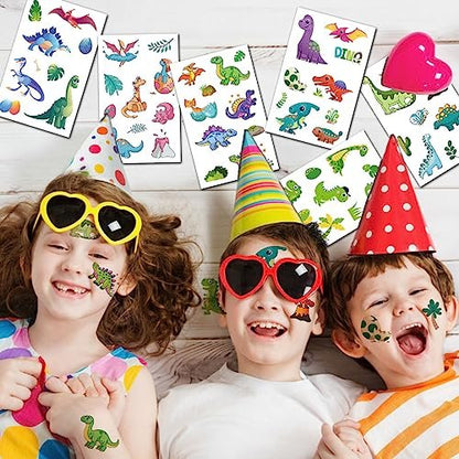 CHARLENT 110 Glitter Styles Dinosaur Temporary Tattoos for Kids - 14 Sheets Dino Tattoos for Boys Girls, Dinosaur Birthday Party Favors & Goodie Bag Fillers