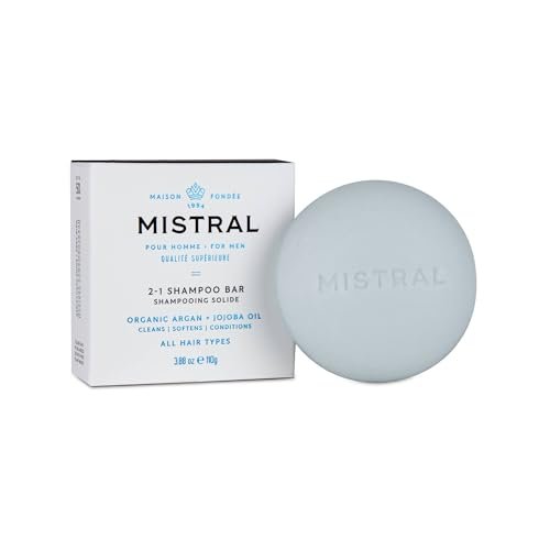 Mistral Men's Solid Shampoo Cool Marine - 3.88 oz Plastic-Free Bar - görsel 2