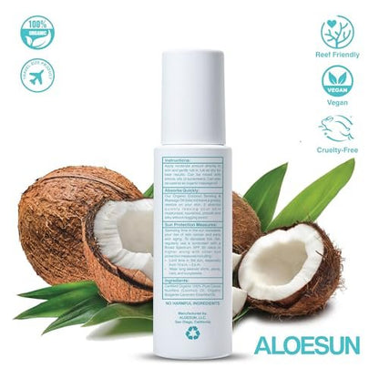 ALOESUN Organic Coconut Tanning Oil Spray with Lavender - Natural Deep Tan Accelerator, Moisturizing, Non-Greasy, Vegan & Cruelty-Free - 3.4 oz Travel Size Avelisse