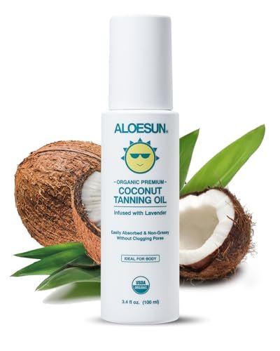 ALOESUN Organic Coconut Tanning Oil Spray with Lavender - Natural Deep Tan Accelerator, Moisturizing, Non-Greasy, Vegan & Cruelty-Free - 3.4 oz Travel Size Avelisse