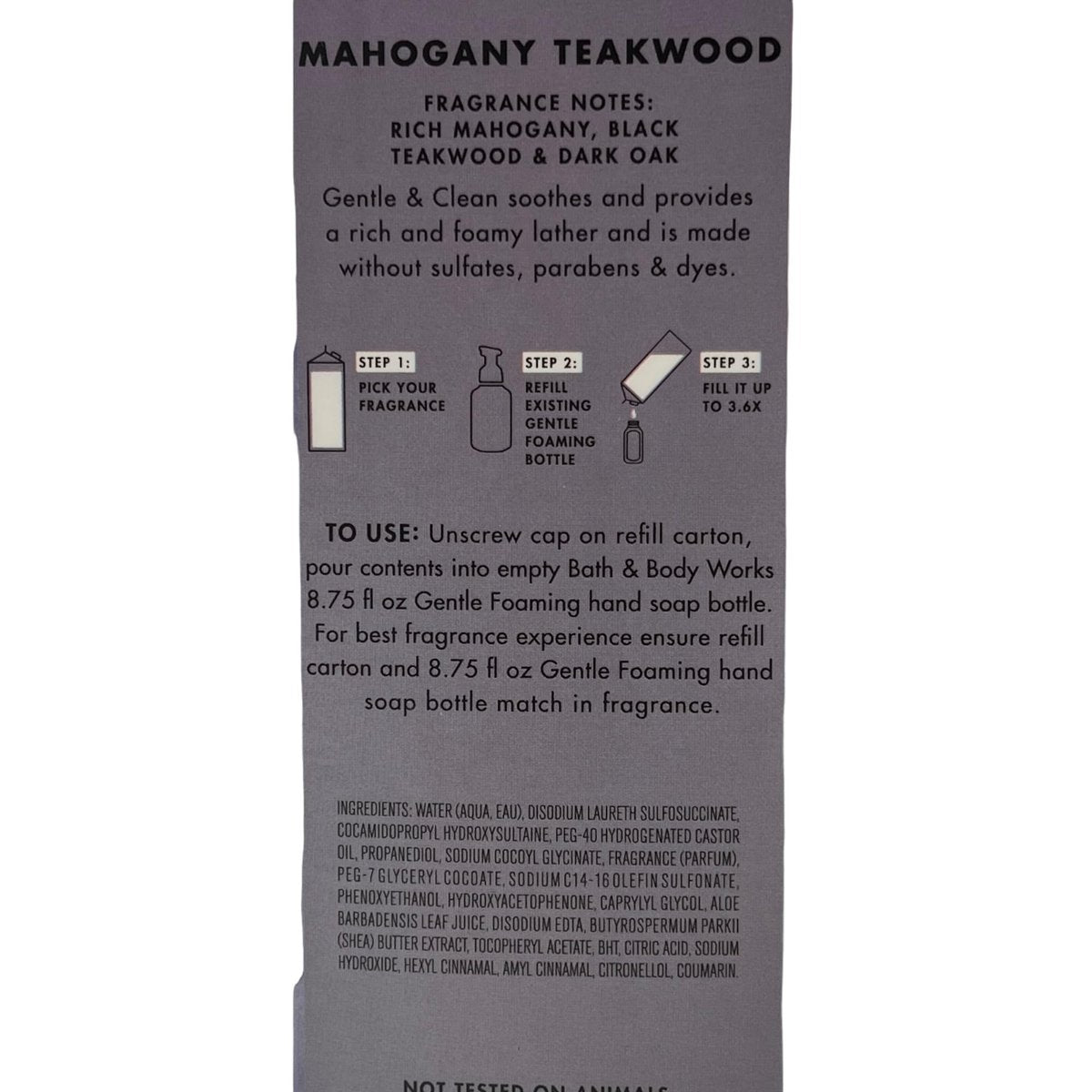 Bath & Body Works Mahogany Teakwood Gentle & Clean Foaming Hand Soap Refill, 32 fl oz Avelisse