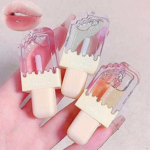 Pakivs 3-Piece Clear Cute Lip Gloss Set - Fruit Flavored Lip Oil, Long Lasting Moisturizing Hydrating Lip Glow Oil, Non-Toxic Party Gift Avelisse