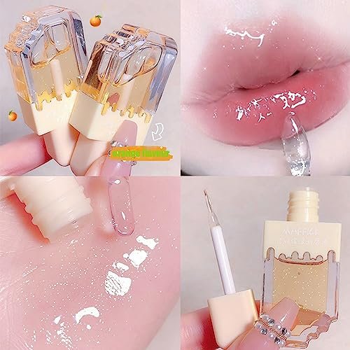Pakivs 3-Piece Clear Cute Lip Gloss Set - Fruit Flavored Lip Oil, Long Lasting Moisturizing Hydrating Lip Glow Oil, Non-Toxic Party Gift Avelisse