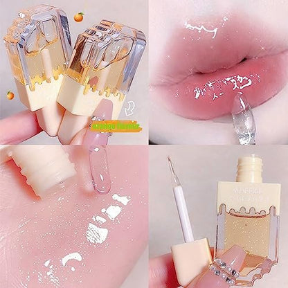 Pakivs 3-Piece Clear Cute Lip Gloss Set - Fruit Flavored Lip Oil, Long Lasting Moisturizing Hydrating Lip Glow Oil, Non-Toxic Party Gift Avelisse