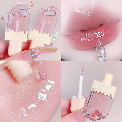 Pakivs 3-Piece Clear Cute Lip Gloss Set - Fruit Flavored Lip Oil, Long Lasting Moisturizing Hydrating Lip Glow Oil, Non-Toxic Party Gift Avelisse