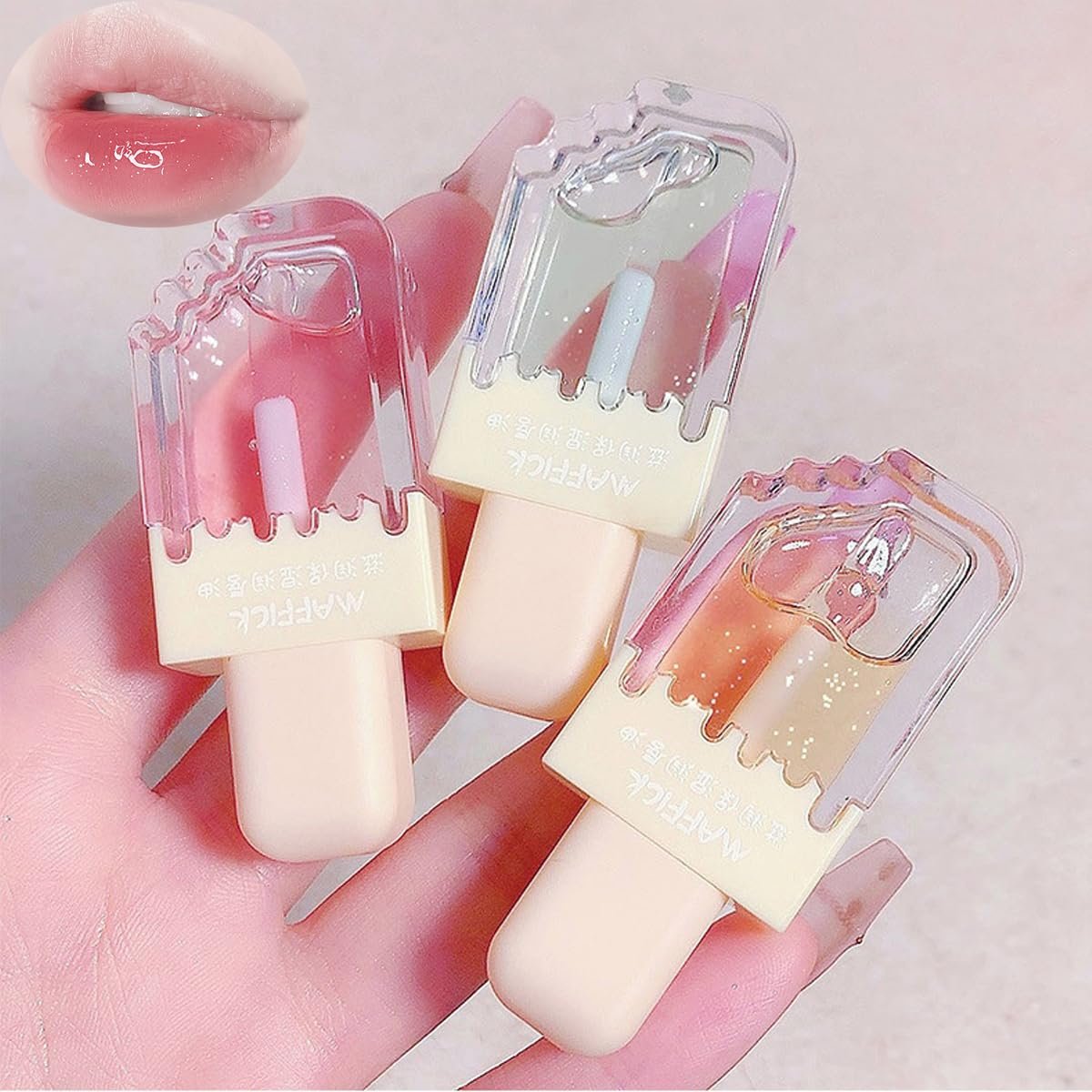 Pakivs 3-Piece Clear Cute Lip Gloss Set - Fruit Flavored Lip Oil, Long Lasting Moisturizing Hydrating Lip Glow Oil, Non-Toxic Party Gift Avelisse