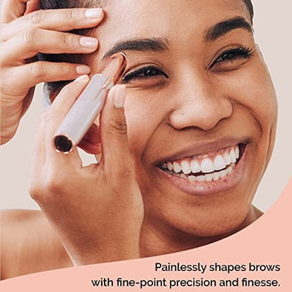 Finishing Touch Flawless Brows Eyebrow Hair Remover - Electric Razor for Women with LED Light, Painless & Instant Hair Removal (White)