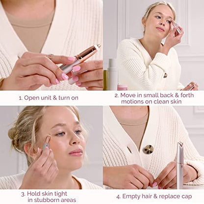 Finishing Touch Flawless Brows Eyebrow Hair Remover - Electric Razor for Women with LED Light, Painless & Instant Hair Removal (White)