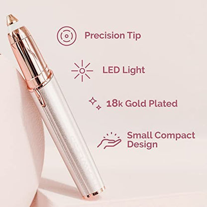 Finishing Touch Flawless Brows Eyebrow Hair Remover - Electric Razor for Women with LED Light, Painless & Instant Hair Removal (White)