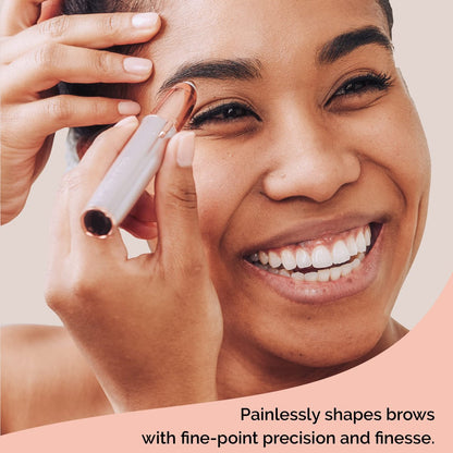 Finishing Touch Flawless Brows Eyebrow Hair Remover - Electric Razor for Women with LED Light, Painless & Instant Hair Removal (White)