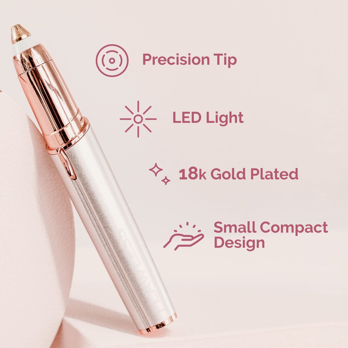 Finishing Touch Flawless Brows Eyebrow Hair Remover - Electric Razor for Women with LED Light, Painless & Instant Hair Removal (White) - görsel 3