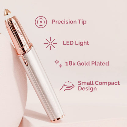 Finishing Touch Flawless Brows Eyebrow Hair Remover - Electric Razor for Women with LED Light, Painless & Instant Hair Removal (White)