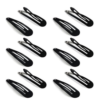HAALII 40 Pack 2 Inch Metal Snap Hair Clips - Black Barrettes for Women and Girls Hair Styling