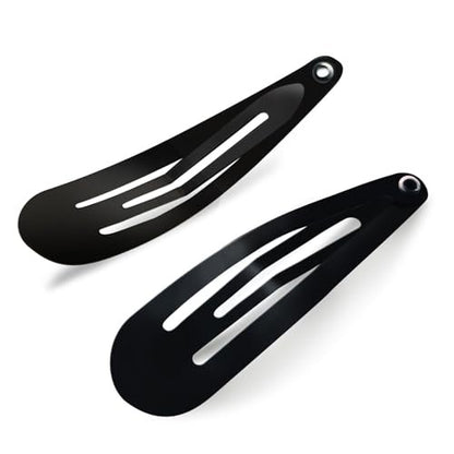 HAALII 40 Pack 2 Inch Metal Snap Hair Clips - Black Barrettes for Women and Girls Hair Styling