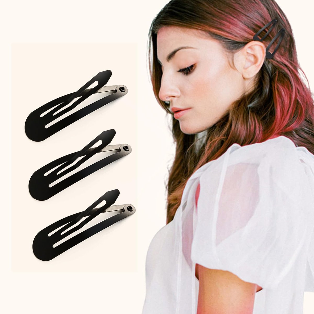 HAALII 40 Pack 2 Inch Metal Snap Hair Clips - Black Barrettes for Women and Girls Hair Styling - görsel 7