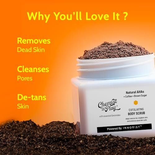 Chemist at Play Exfoliating Body Scrub for Tan Removal & Dead Skin | Coffee & Natural AHAs | Smooth, Soft, Bright Skin | 2.6 fl oz - görsel 3