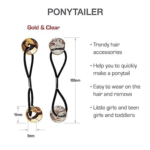 RED by Kiss 8 Pieces 16mm Ball Hair Ties - Gold & Clear Bubble Ponytail Holders for Kids, Girls, Women, Toddlers - görsel 8