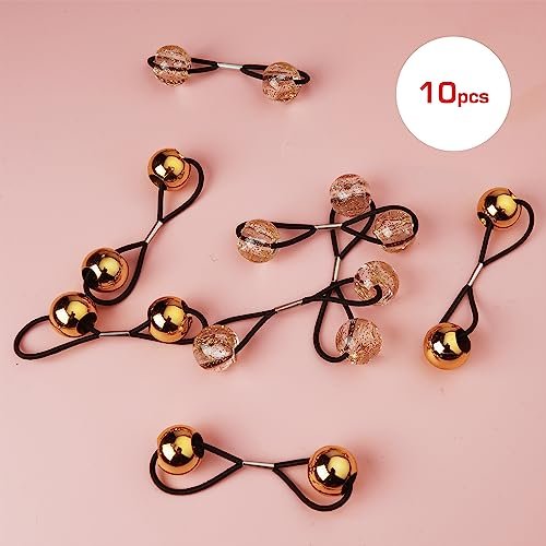 RED by Kiss 8 Pieces 16mm Ball Hair Ties - Gold & Clear Bubble Ponytail Holders for Kids, Girls, Women, Toddlers - görsel 10