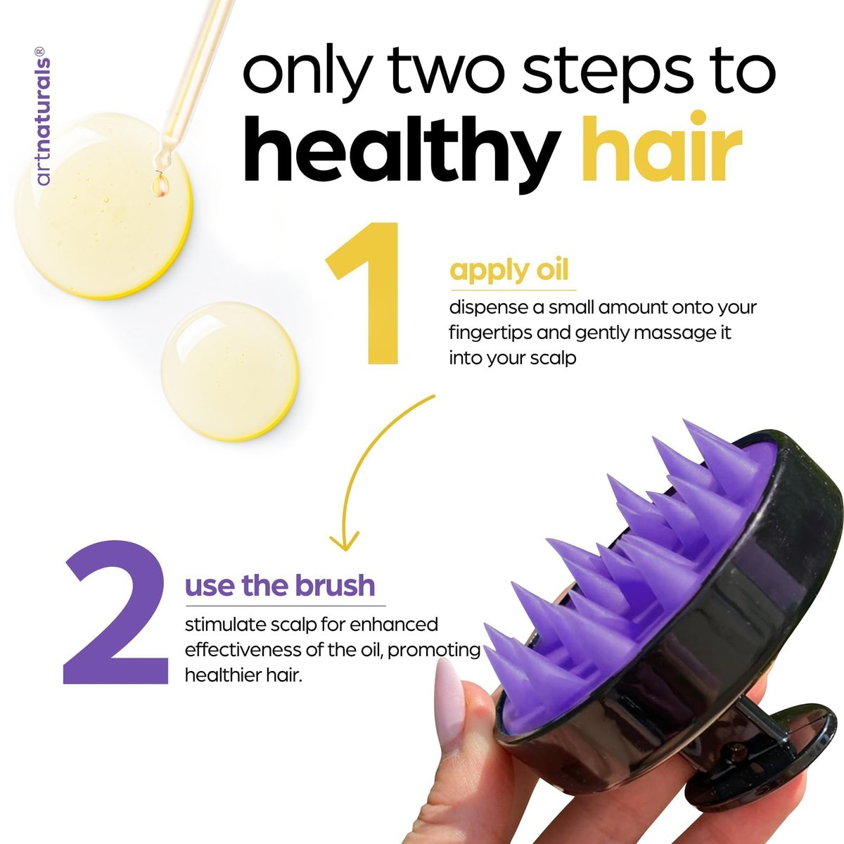 Artnaturals Organic Rosemary Castor Hair Oil + Massager Set for Hair Growth – 4 oz with Coconut & Olive Oil, for Dry, Damaged & Split Ends Avelisse