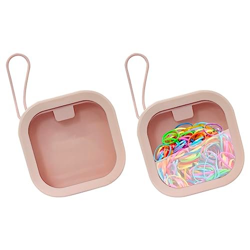 KVZVK 2 Pack Hair Tie Organizer Boxes - Portable Travel Hair Accessory Storage for Girls and Women - Cotton Small Items Holder Container (Pink) - görsel 2