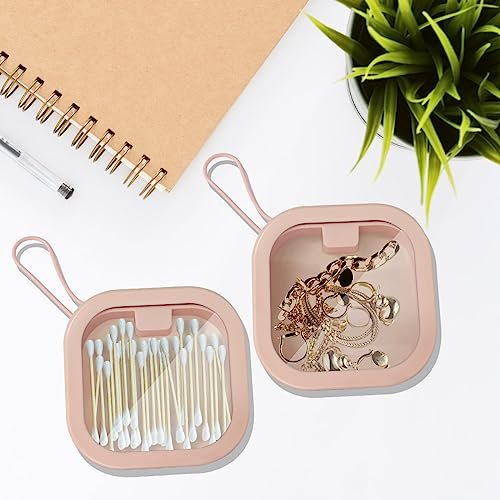 KVZVK 2 Pack Hair Tie Organizer Boxes - Portable Travel Hair Accessory Storage for Girls and Women - Cotton Small Items Holder Container (Pink) - görsel 12