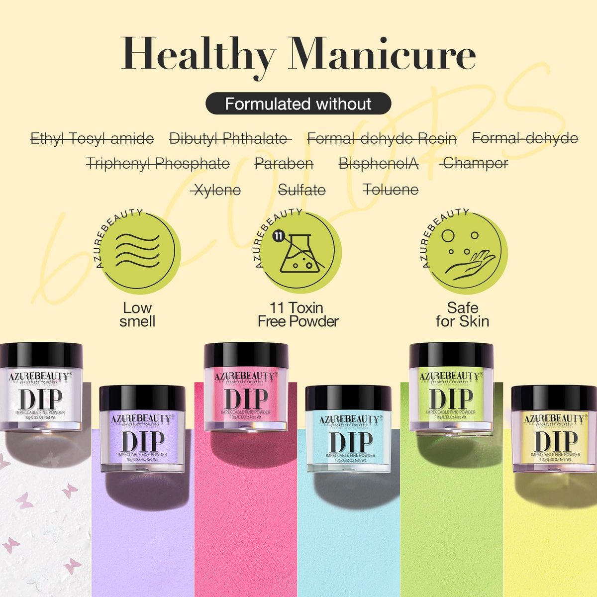 AZUREBEAUTY Dip Powder Nail Set - 6 Pastel Colors Spring Summer Collection, Starter Kit for French Art Manicure, No UV Lamp Needed - görsel 13