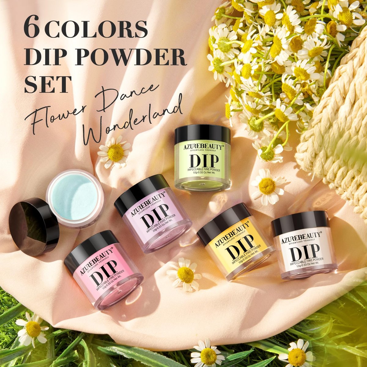 AZUREBEAUTY Dip Powder Nail Set - 6 Pastel Colors Spring Summer Collection, Starter Kit for French Art Manicure, No UV Lamp Needed - görsel 11
